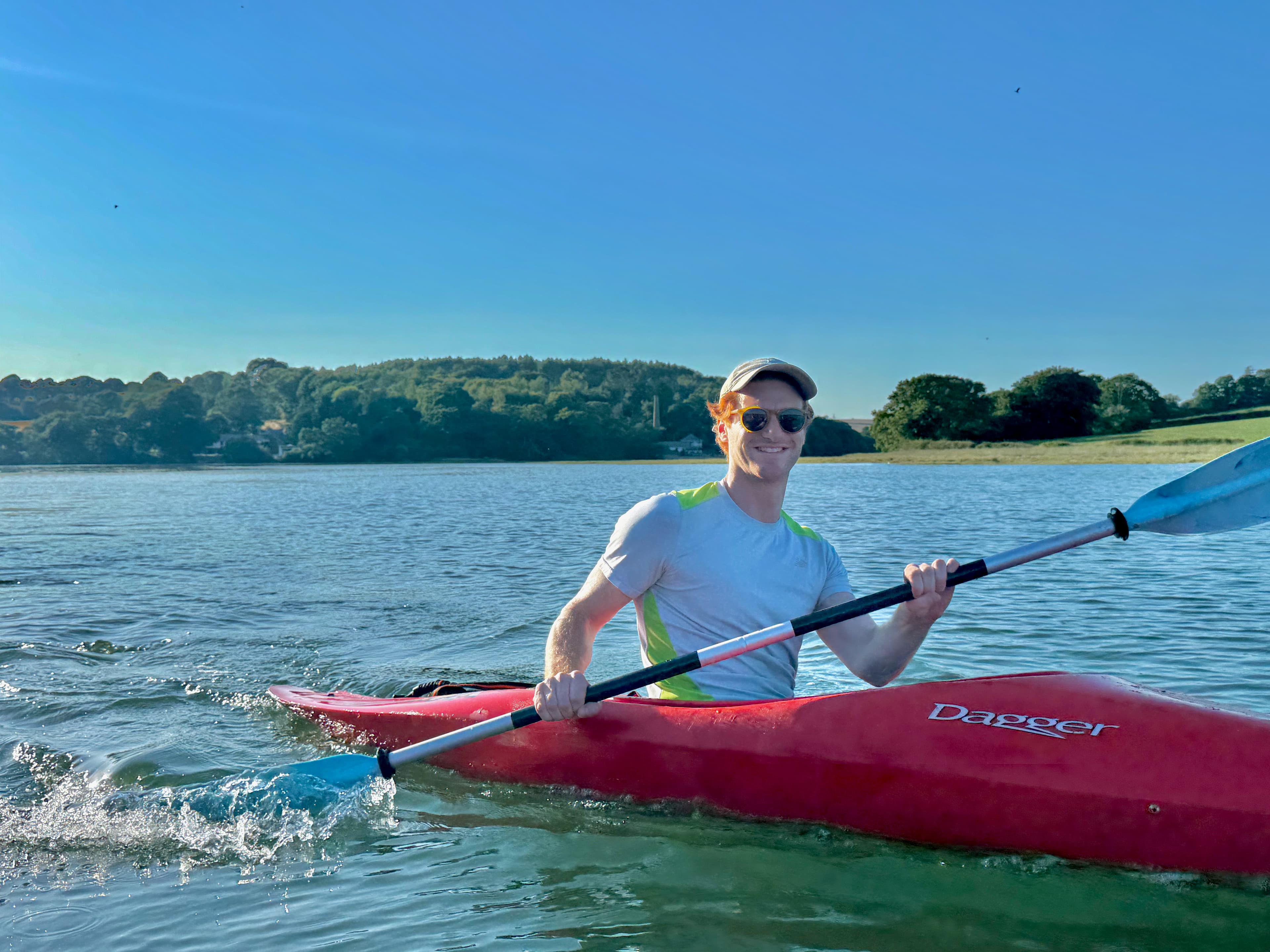 Marc Goldfinger kayaking in Cornwall