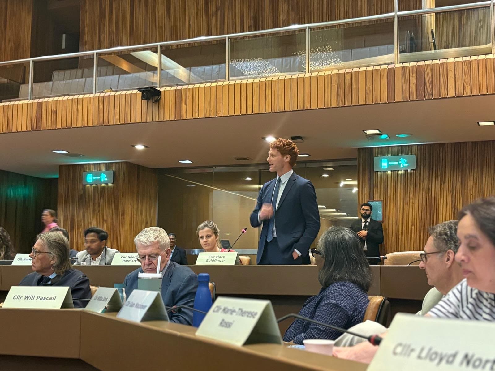 Marc Goldfinger speaking at a council or community event
